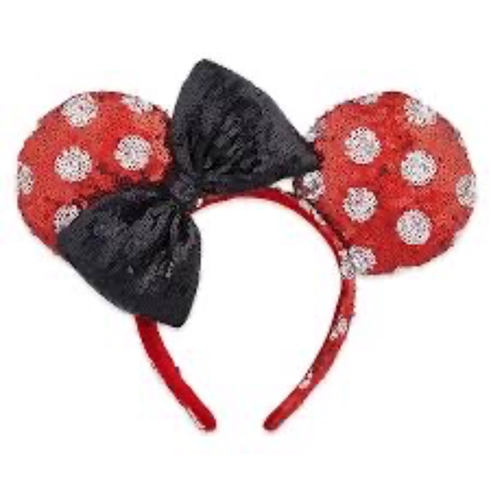 Disney Minnie mouse polka dot sequin ears NWT